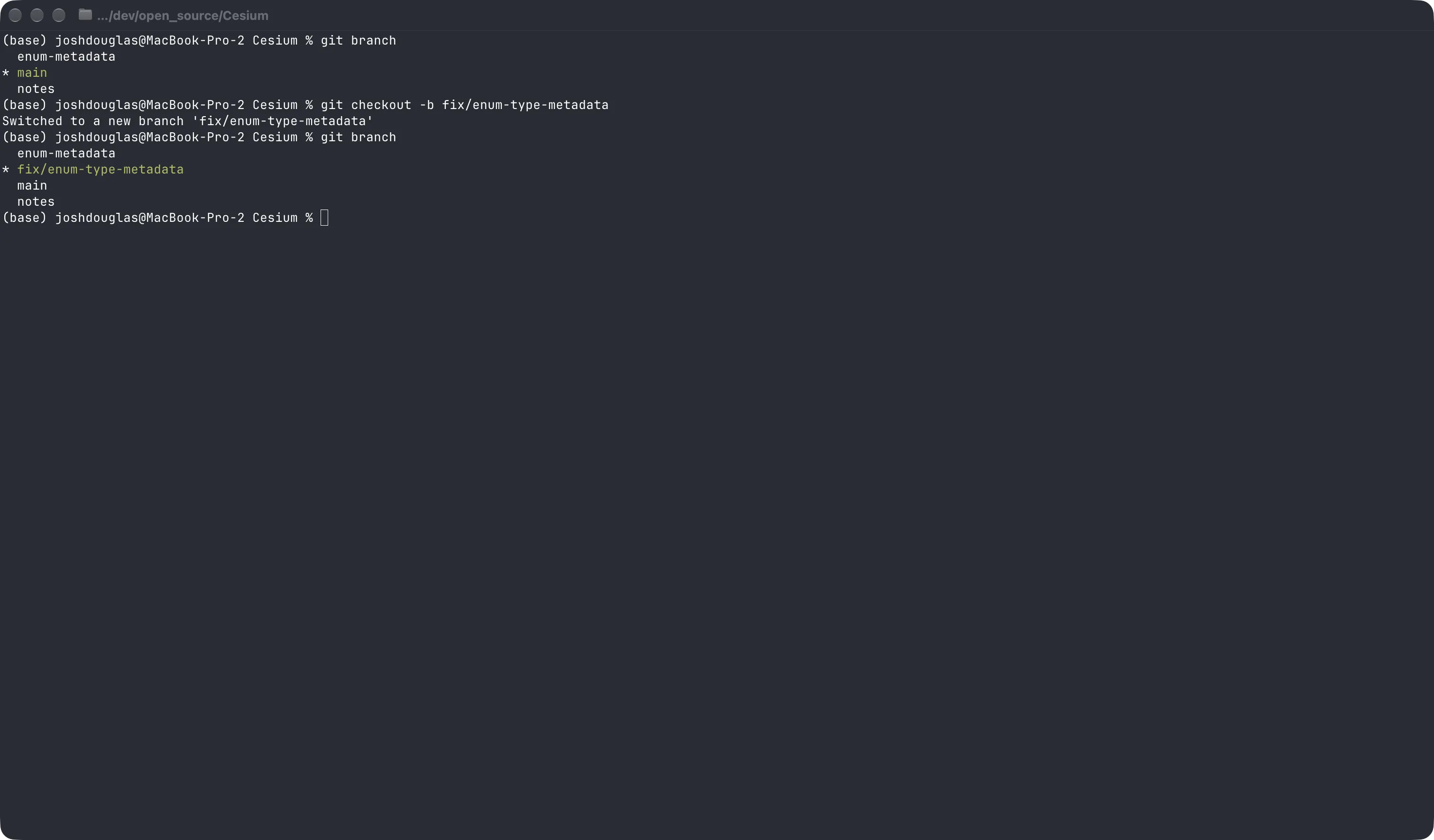 Create Branch in Termianl